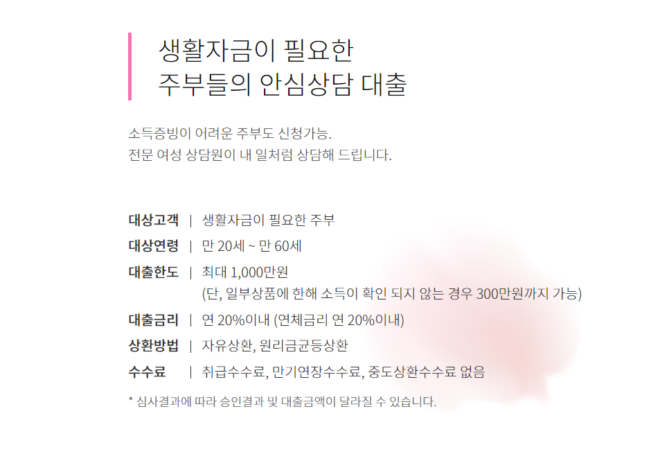 밀리언캐쉬대부 주부대출