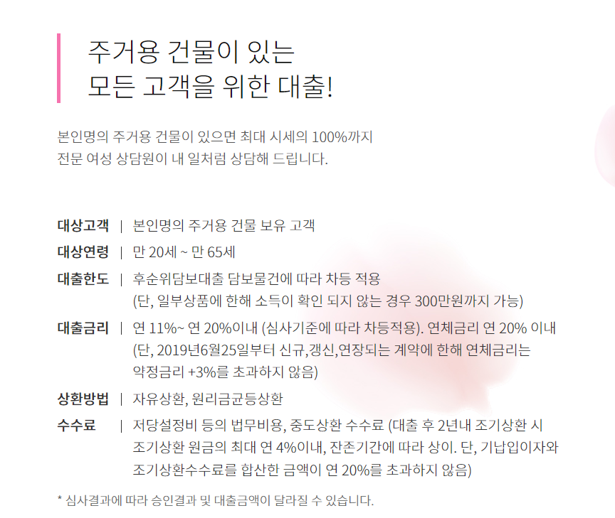 밀리언캐쉬대부 주택담보대출