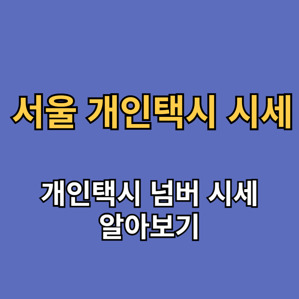 서울 개인택시 시세 넘버 시세