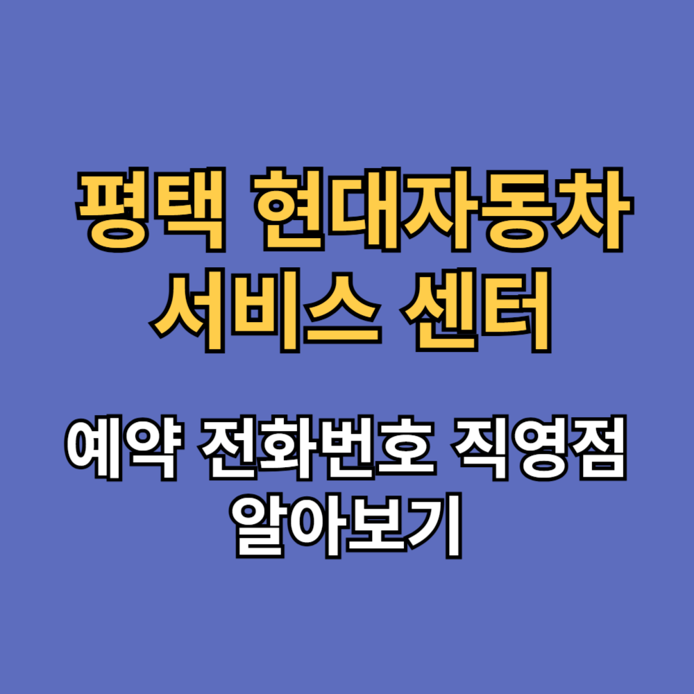 평택 현대자동차 서비스 센터 예약 전화번호 직영점 확인하기