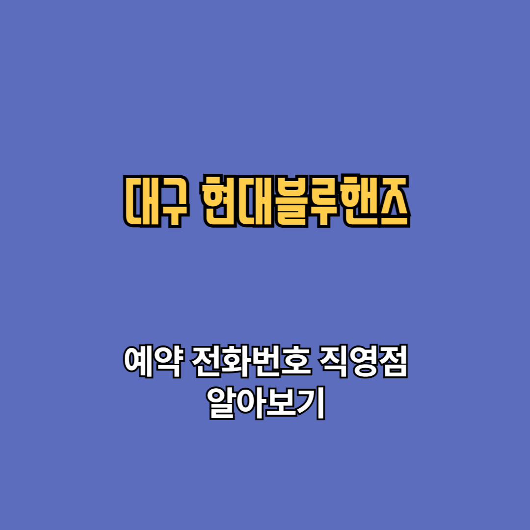 대구 현대블루핸즈 예약 고객센터 전화번호 직영점 바로가기