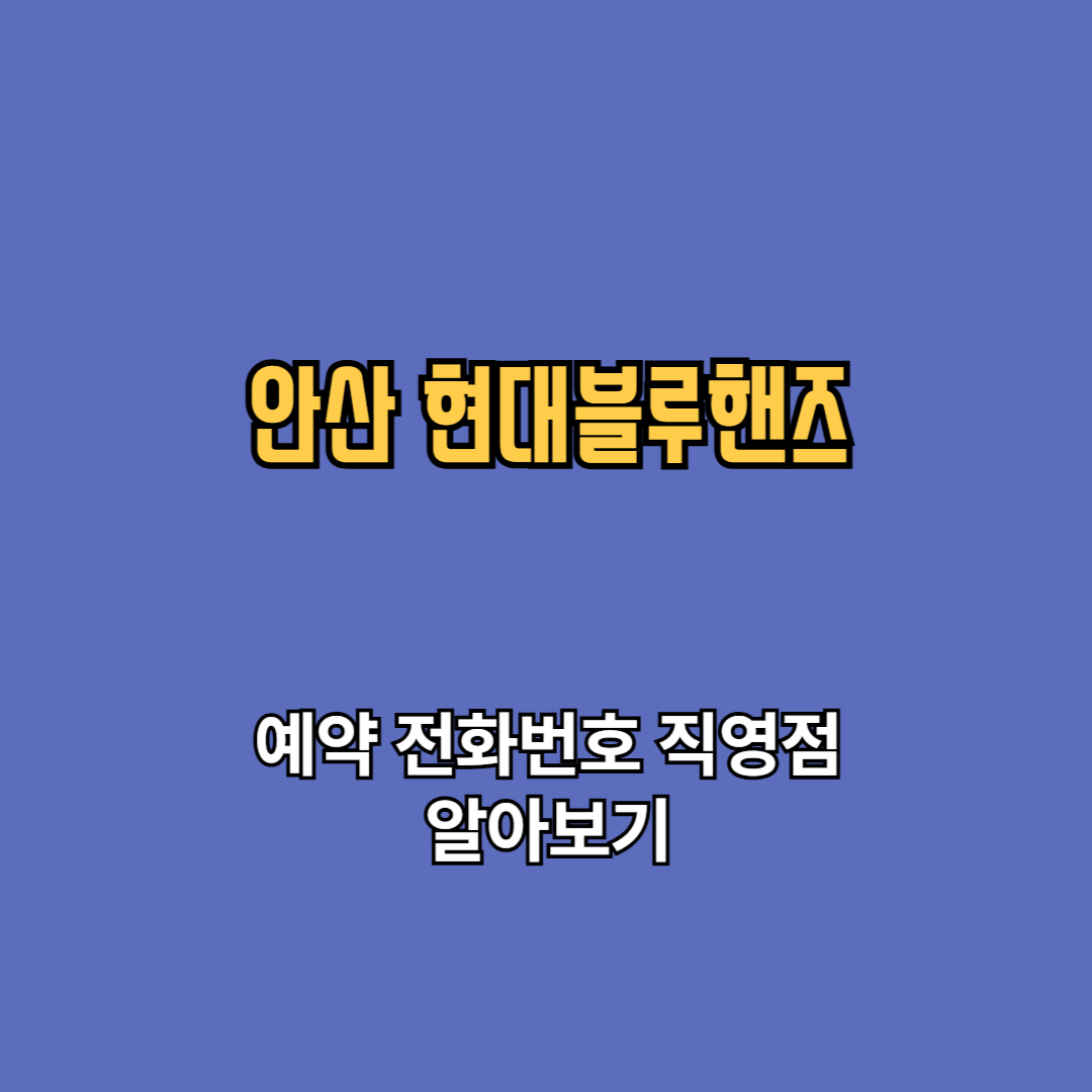 안산 현대블루핸즈안산 예약 고객센터 전화번호 직영점 바로가기