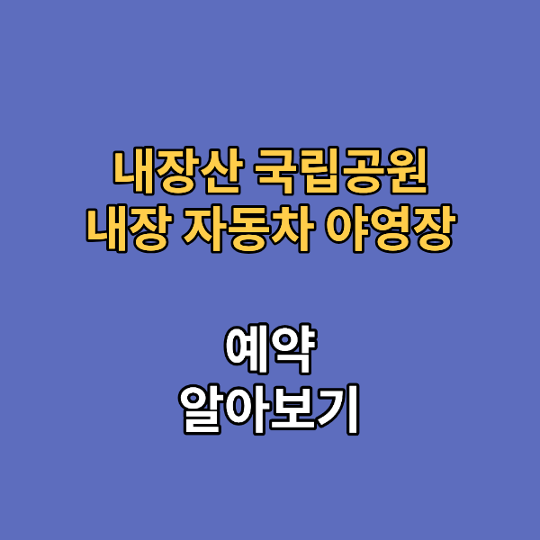 내장산 내장 자동차 야영장