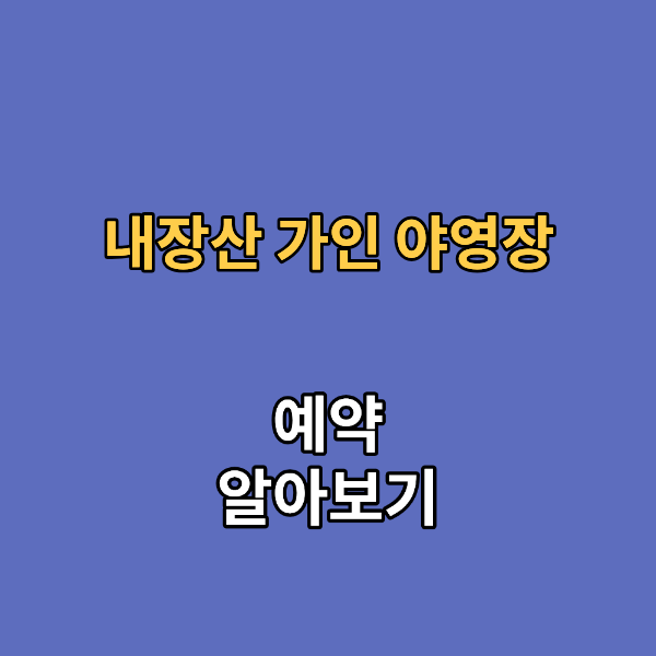 내장산 가인 야영장
