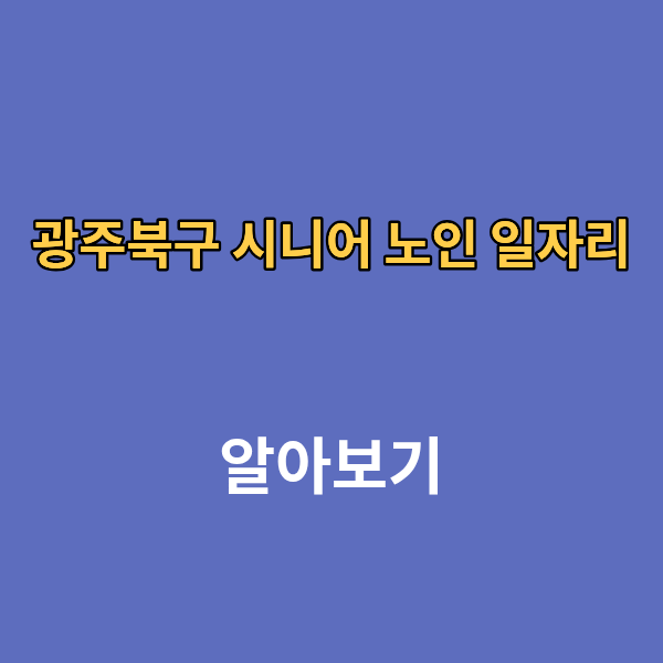 광주북구 시니어 노인 일자리