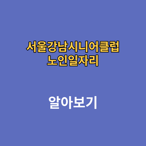 서울강남 시니어 클럽 노인일자리