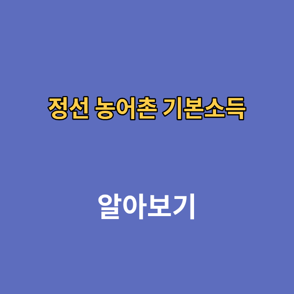 정선 농어촌 기본소득 신청 대상 사용처