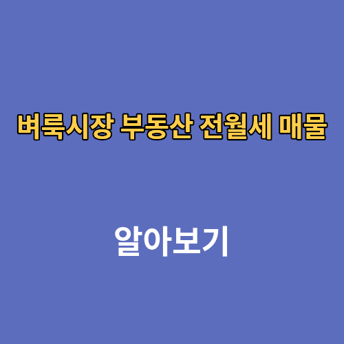 벼룩시장 부동산 써브 전월세 매물