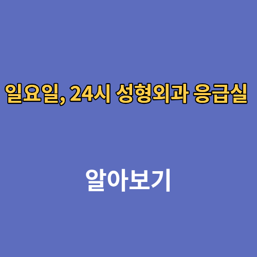 일요일, 24시 성형외과 응급실 찾기