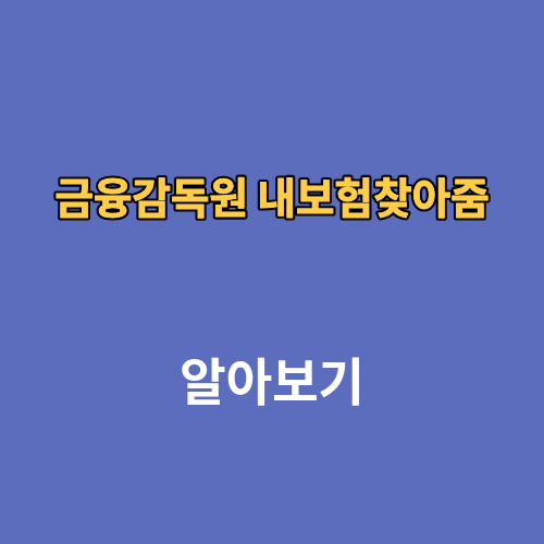 금융감독원 내보험찾아줌 조회 서비스