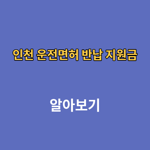 인천 고령자 운전면허 반납 지원금 나이