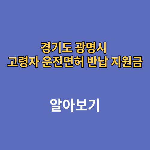 경기도 광명시 고령자 운전면허 반납 지원금 나이 신청방법 총정리