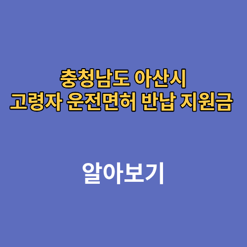 충청남도 아산시 고령자 운전면허 반납 지원금 나이 신청방법