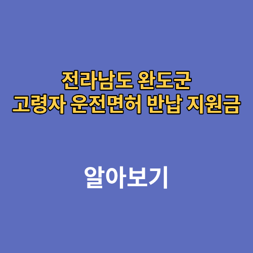 전라남도 완도군 고령자 운전면허 반납 지원금 나이 신청방법