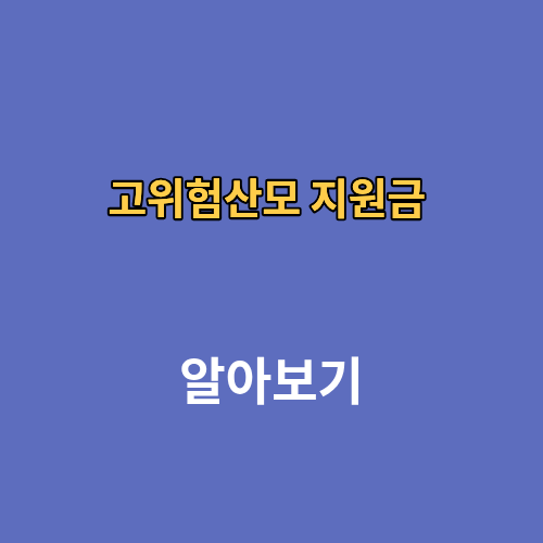 고위험산모 지원금 신청방법 서류