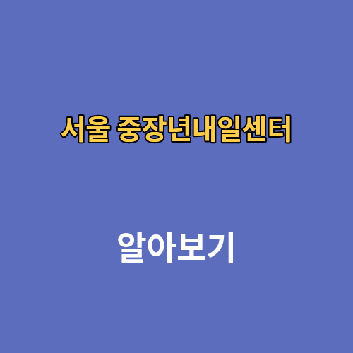 서울 중장년내일센터 대상 내용 채용