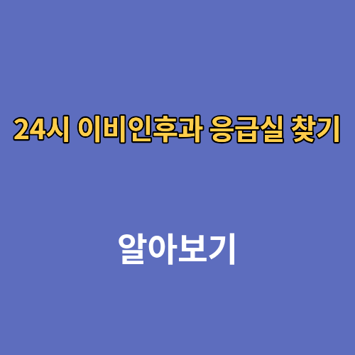 24시 이비인후과 응급실, 일요일 이비인후과 응급실 찾기