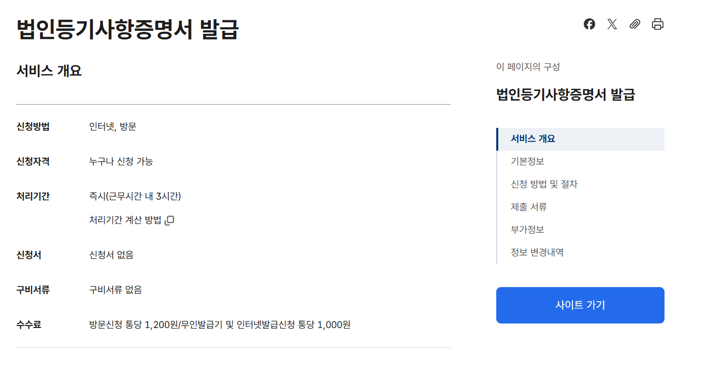 법인등기사항전부증명서 발급