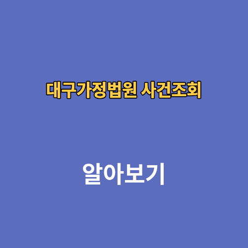 대구가정법원 사건조회