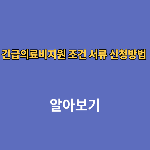 긴급의료비지원 조건 서류 신청방법 횟수