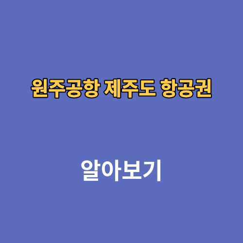 원주공항 제주도 항공권 예매 가격