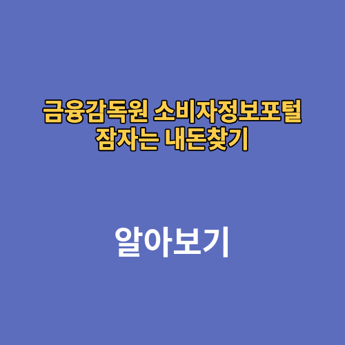 금융감독원 소비자정보포털 잠자는 내돈찾기