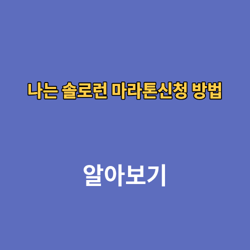 나는 솔로런 마라톤 2026 신청 방법 대회 접수 홈페이지 코스