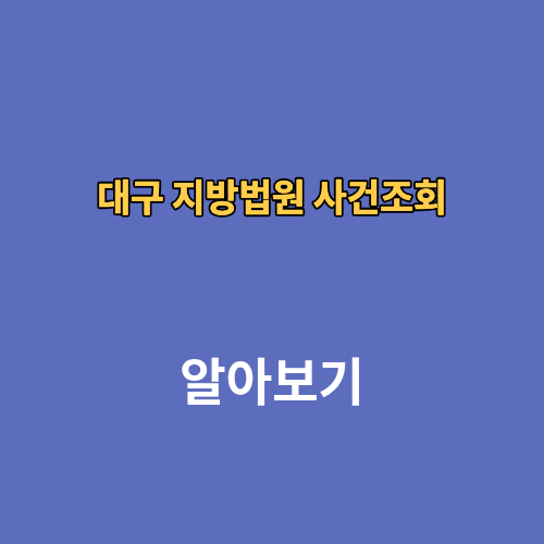 대구 지방법원 사건조회