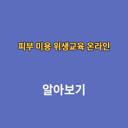 피부 미용 위생교육 온라인 일정 수료증 기간