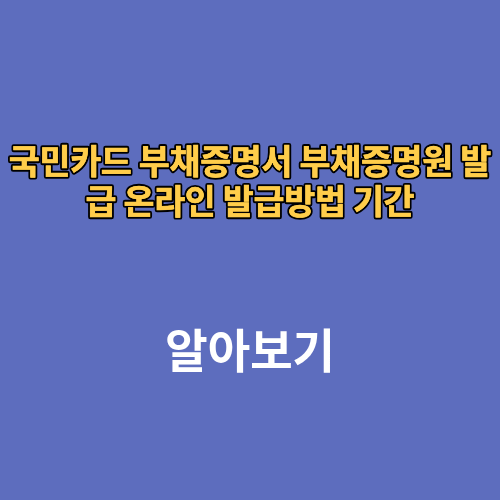 국민카드 부채증명서 부채증명원 발급 온라인 발급방법 기간