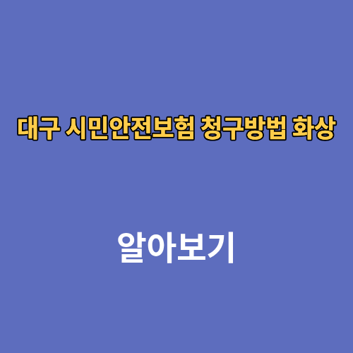 대구 시민안전보험 청구방법 화상