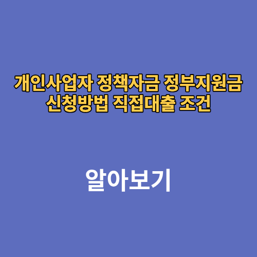 개인사업자 정책자금 정부지원금 신청방법 직접대출 조건