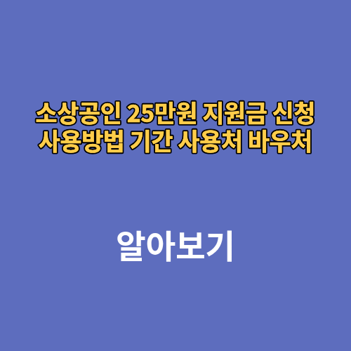 소상공인 25만원 지원금 신청 사용방법 기간 사용처 바우처
