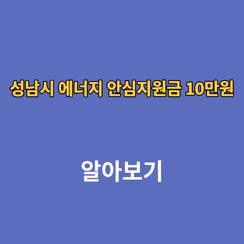 성남시 에너지 안심지원금 10만원 신청방법 대상