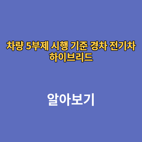 차량 5부제 시행 기준 경차 전기차 하이브리드