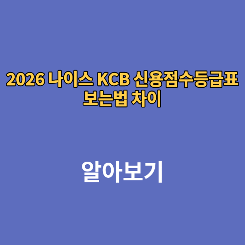 2026 나이스 KCB 신용점수등급표 보는법 차이