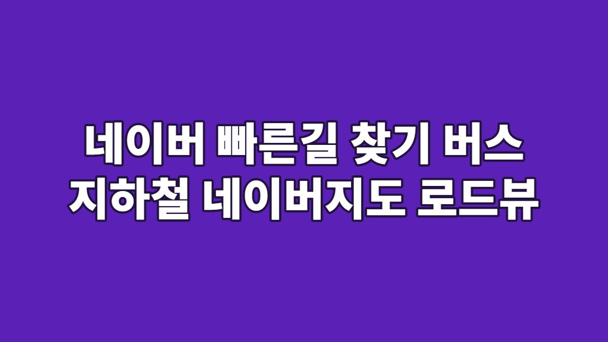 네이버 빠른길 찾기 버스 지하철 네이버지도 로드뷰