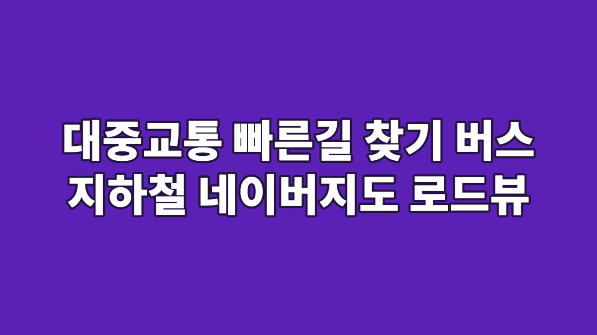 대중교통 빠른길 찾기 버스 지하철 네이버지도 로드뷰