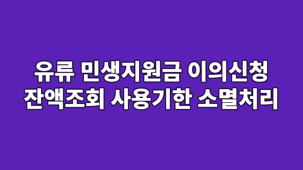 유류 민생지원금 이의신청 잔액조회 사용기한 소멸처리