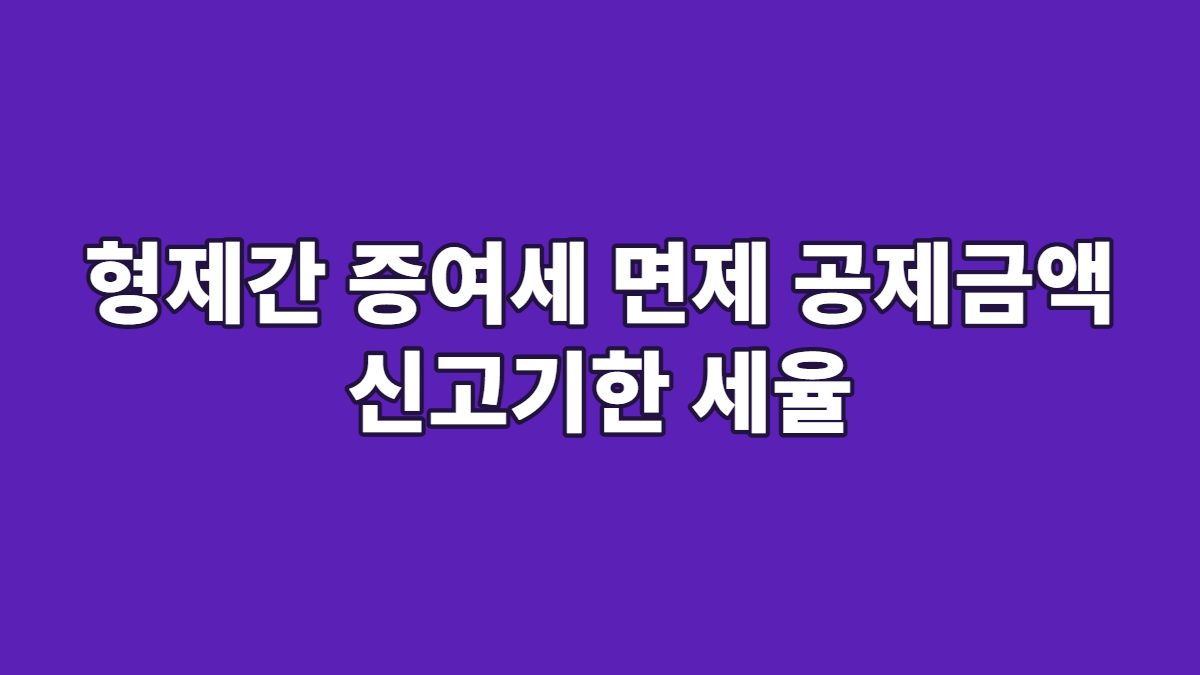 형제간 증여세 면제 공제금액 신고기한 세율