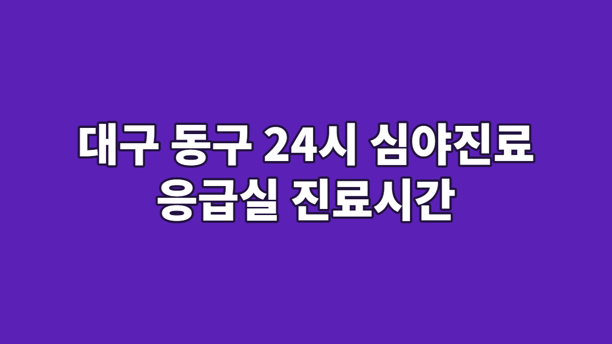 대구 동구 24시 심야진료 응급실 진료시간