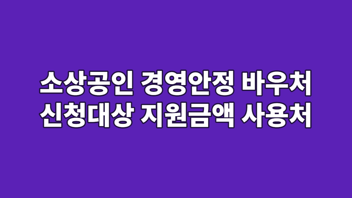소상공인 경영안정 바우처 신청대상 지원금액 사용처