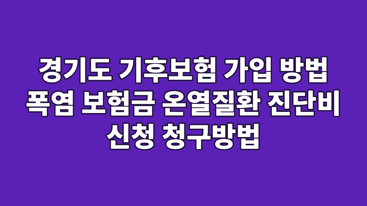 경기도 기후보험 가입 방법 폭염 보험금 온열질환 진단비 신청 청구방법