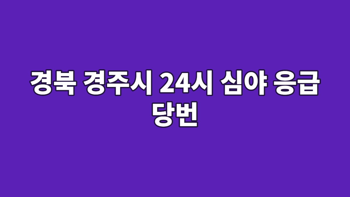 경북 경주시 24시 심야 응급 당번