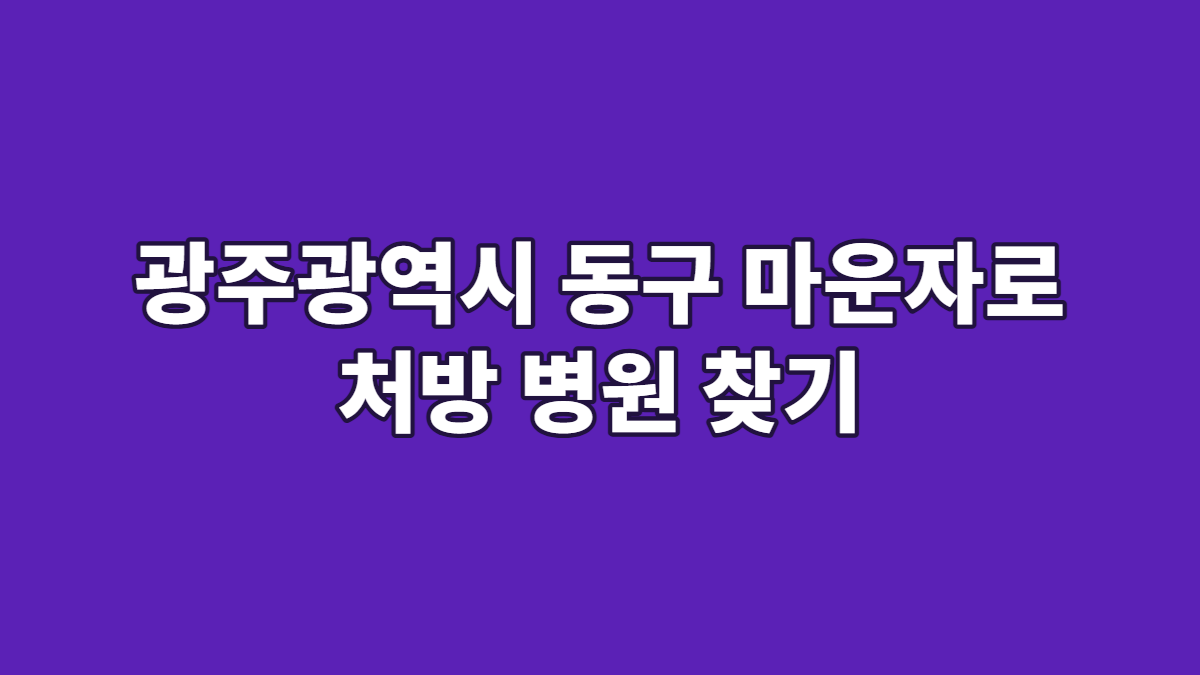 광주광역시 동구 마운자로 처방 병원 찾기