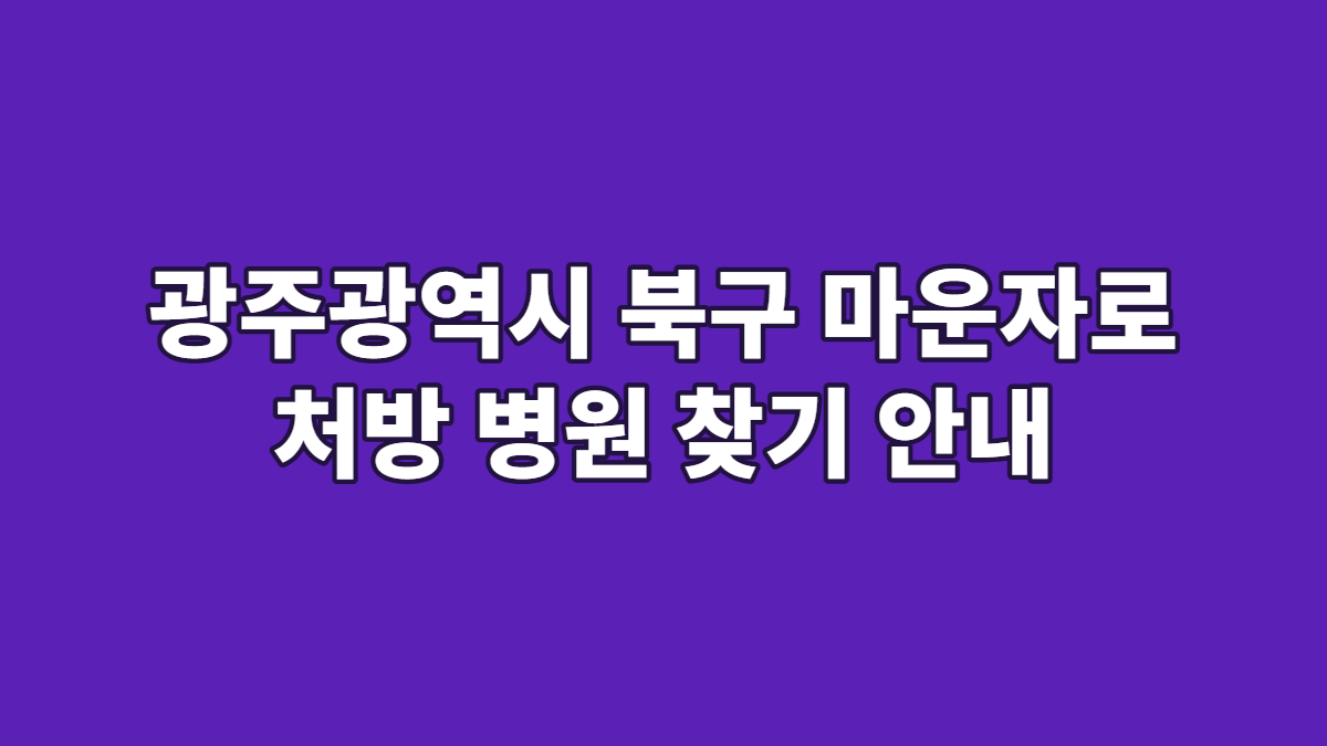광주광역시 북구 마운자로 처방 병원 찾기 안내