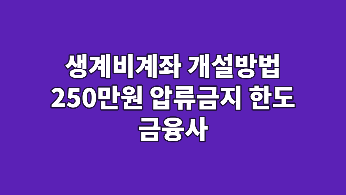 생계비계좌 개설방법 250만원 압류금지 한도 금융사