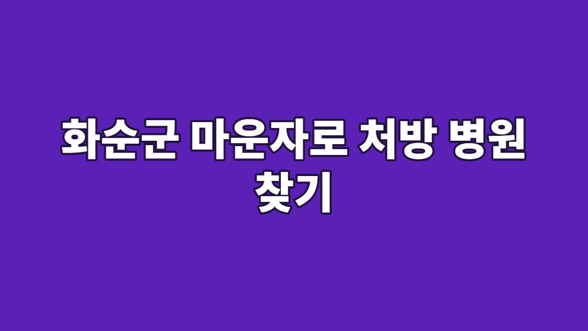 화순군 마운자로 처방 병원 찾기