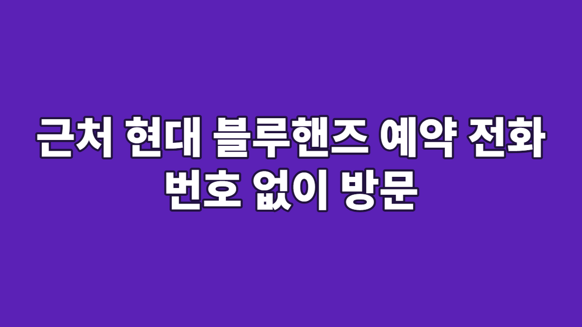 근처 현대 블루핸즈 예약 전화 번호 없이 방문
