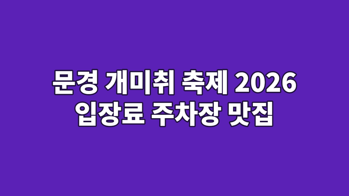 문경 개미취 축제 2026 입장료 주차장 맛집